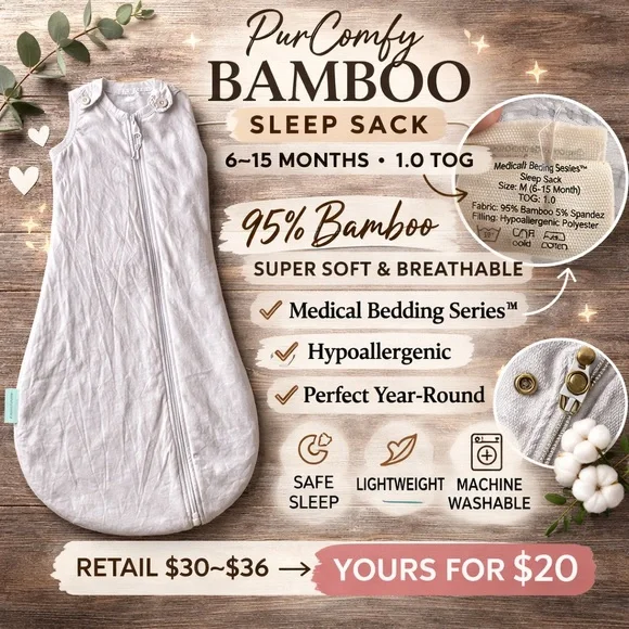 Bamboo Sleep Sack for Babies - Light Gray, 6–15 Months - Picture 2 of 8